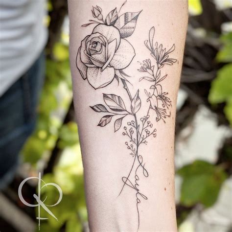 rose and honeysuckle tattoo